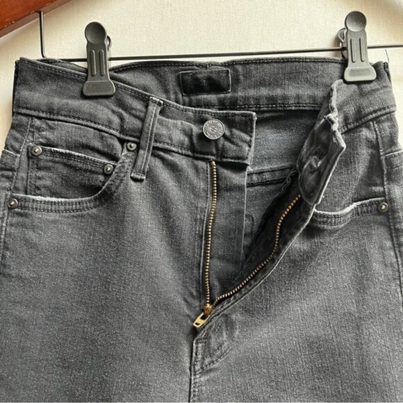 Mother The Insider Crop Step Fray Black Denim Jeans Sz 23 - Picture 13 of 16